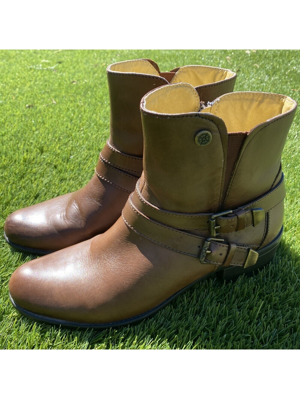 Bussola Antwerpen Luggage leather Ankle boots women’s 9,5low riding buckle strap